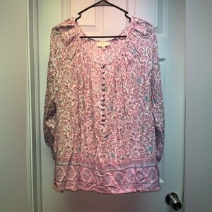 Cynthia Rowley Woman Pink Floral Boho Peasant Blouse – Size 1X